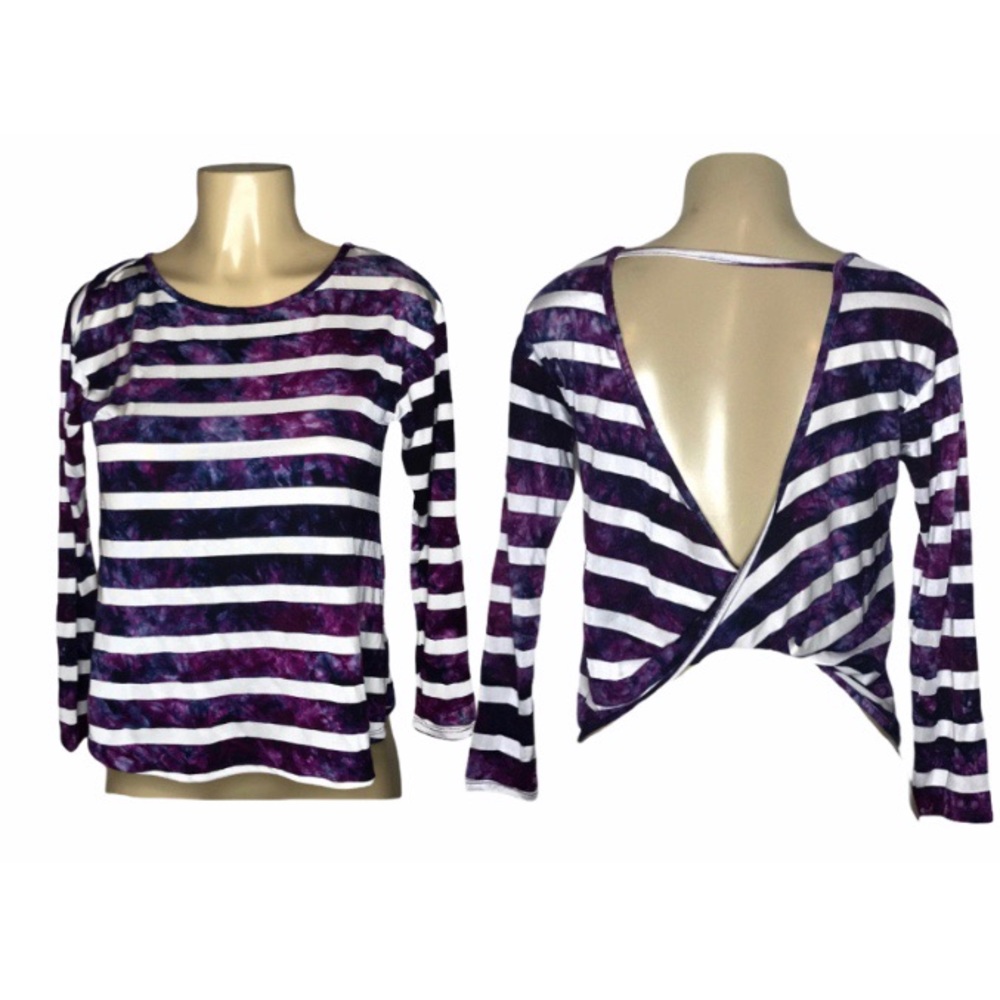 Truly Me Jrs Trendy Blouse Striped Open Back Top L